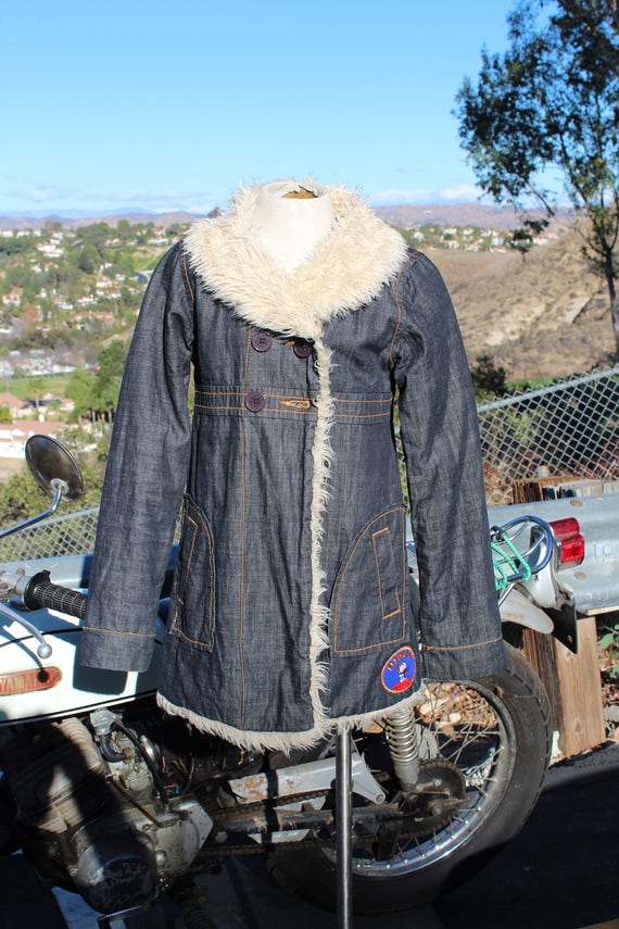 Kids Flying Ace Blue Denim Jacket w/ Faux Fur Tri… - image 2