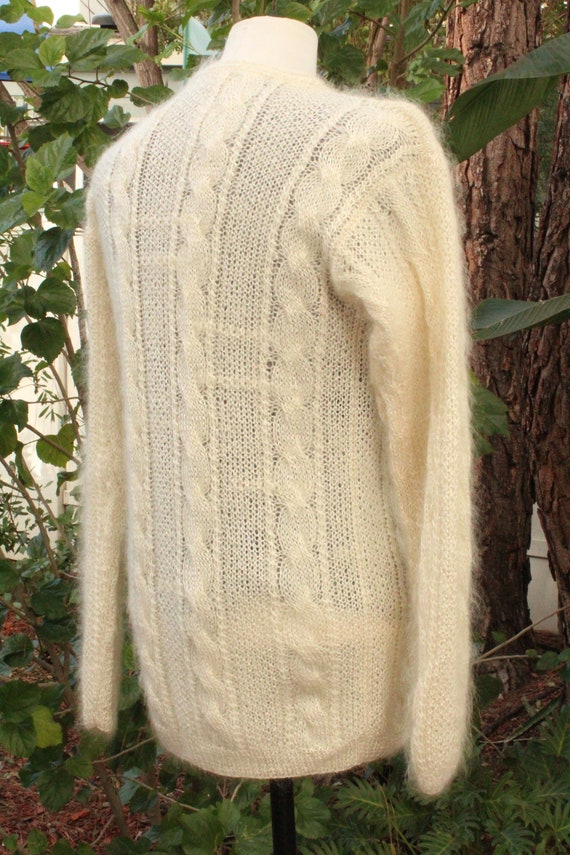 White Mohair Blend Shiny Shiny Pull Over Sweater … - image 6