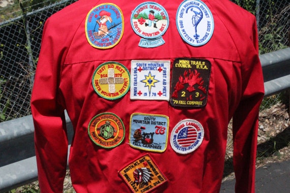 70s Red Boy Scouts Windbreaker w Original Patches… - image 7