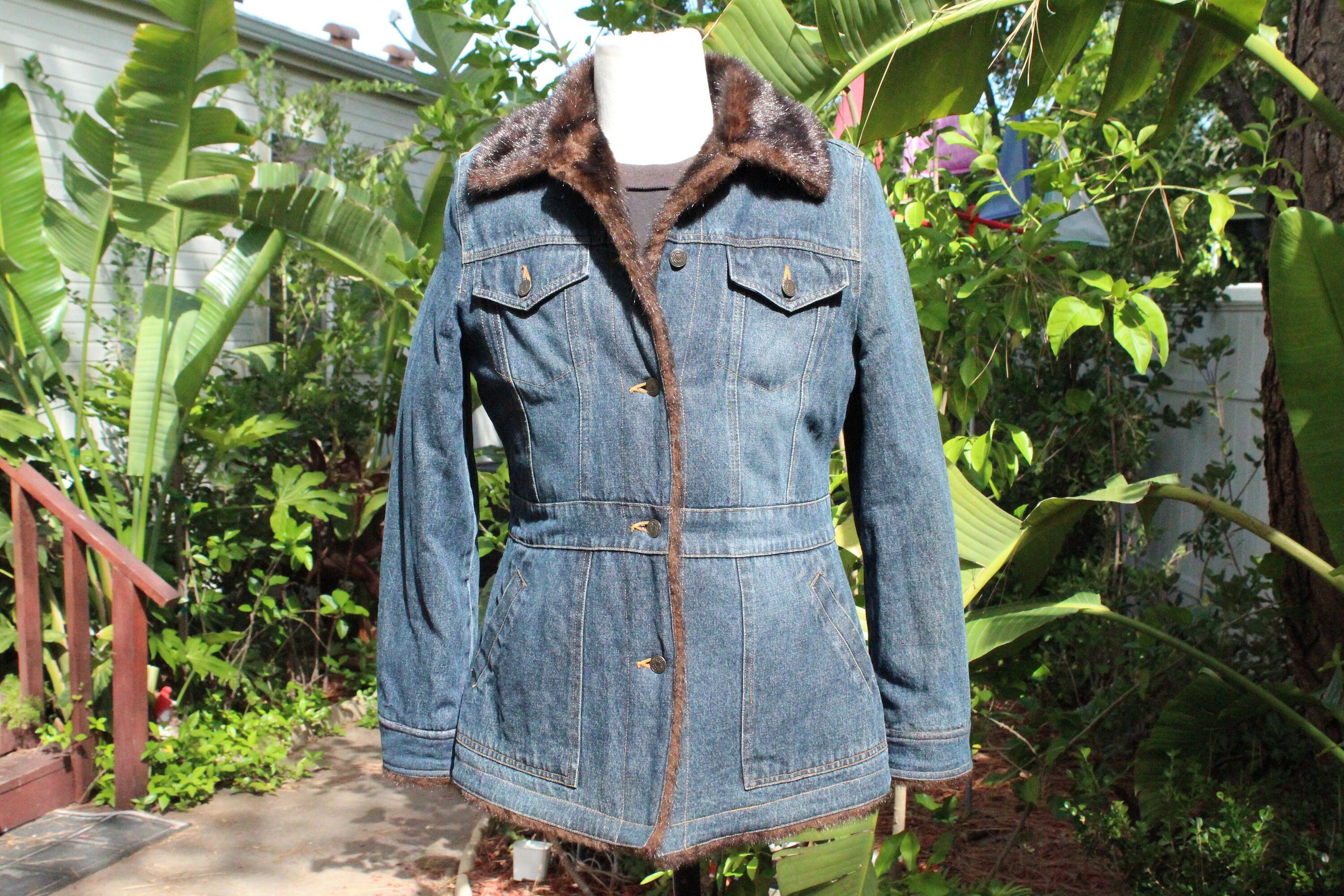 Marvin richards sale denim fur coat