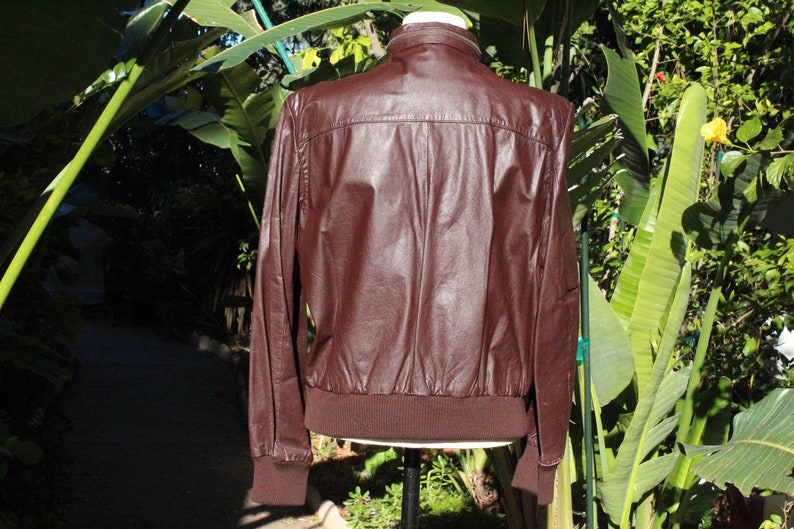 Vintage 70s Chocolate Brown Leather Jacket w Hidden Hood image 4