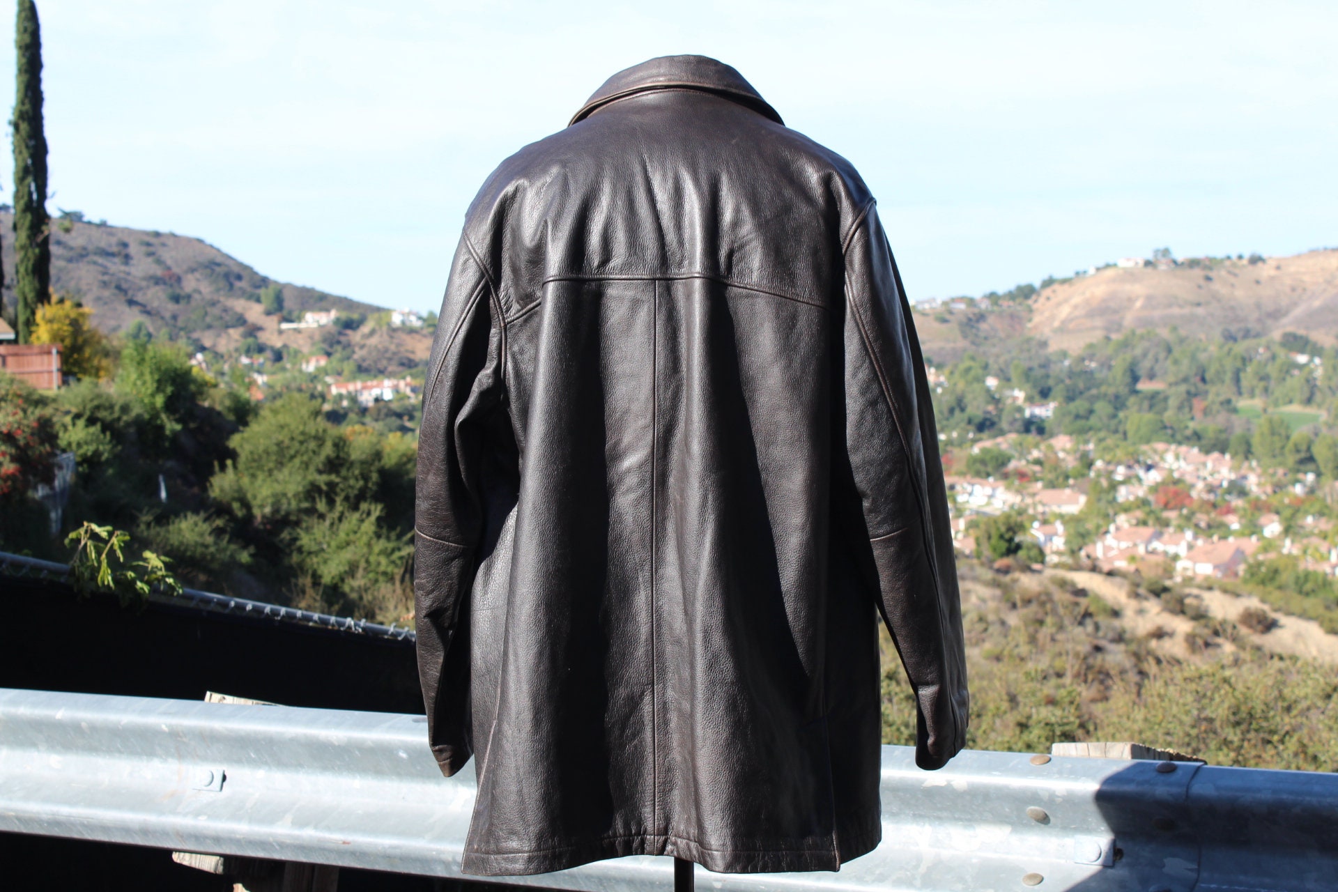 Vintage Dark Brown Leather Eddie Bauer XL Button up Coat (vintage