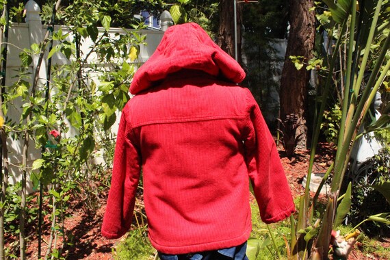 Kids Red Corduroy Shearling Toggle Parka 6 (Vinta… - image 5