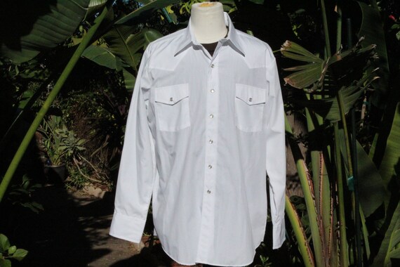 Vintage 60s White Western Cowboy Shirt NOS Malco … - image 5