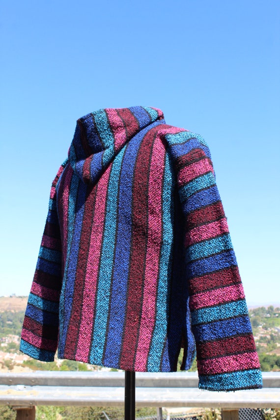 Blue / Pink Striped Baja Small Hoodie (Vintage / … - image 6