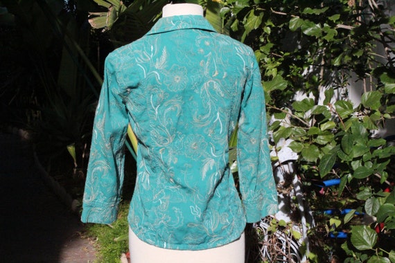 Light Blue Cotton / Linen Embroidered Jacket (Vin… - image 4