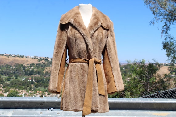 Vintage 60s Faux Fur and Suede English Womens Coa… - image 1