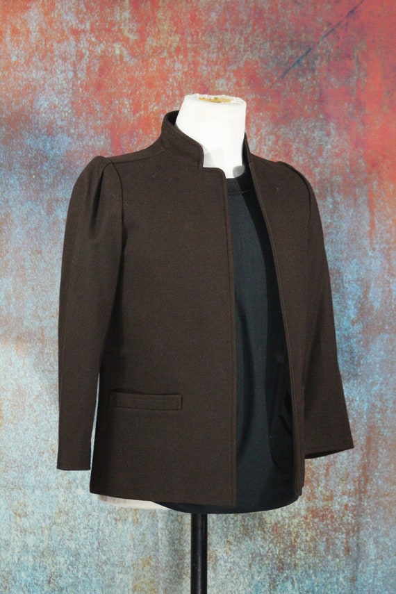 Vintage 70s German Brown Wool Blend Dodtex Coat (… - image 2