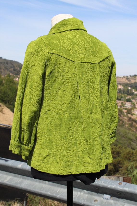 Green Corduroy 60s Chartreuse Women's Swing Coat … - image 4