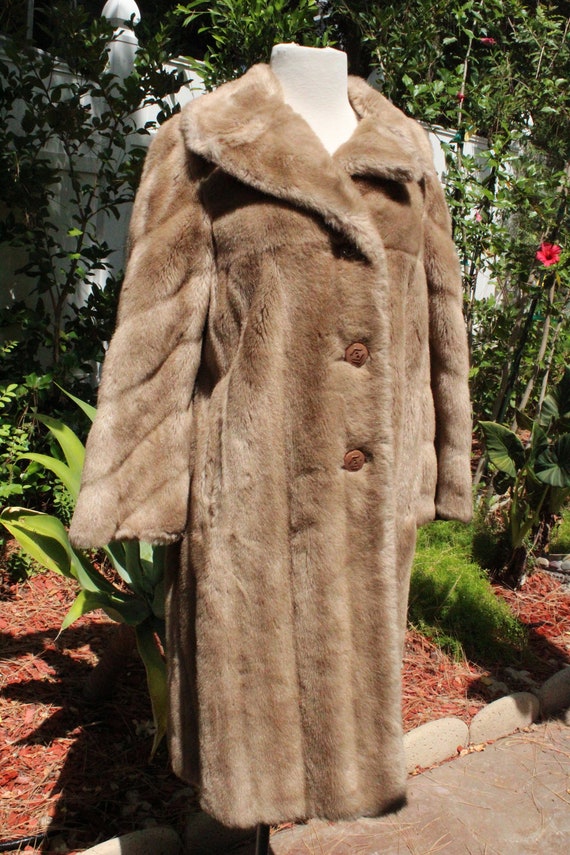 French 50s Brown Faux Fur Tissavel Swing Coat (Vi… - image 2