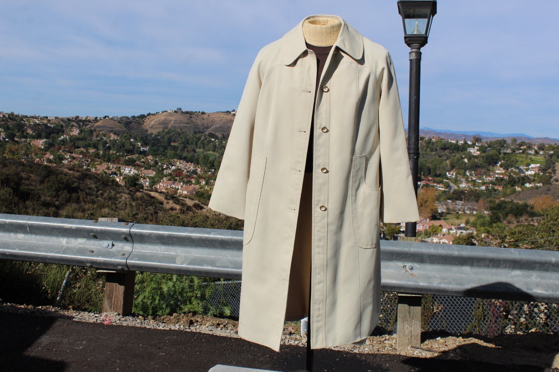 Vintage 60s Beige Womens Trench Coat 13 / 14 (vintage / 60s