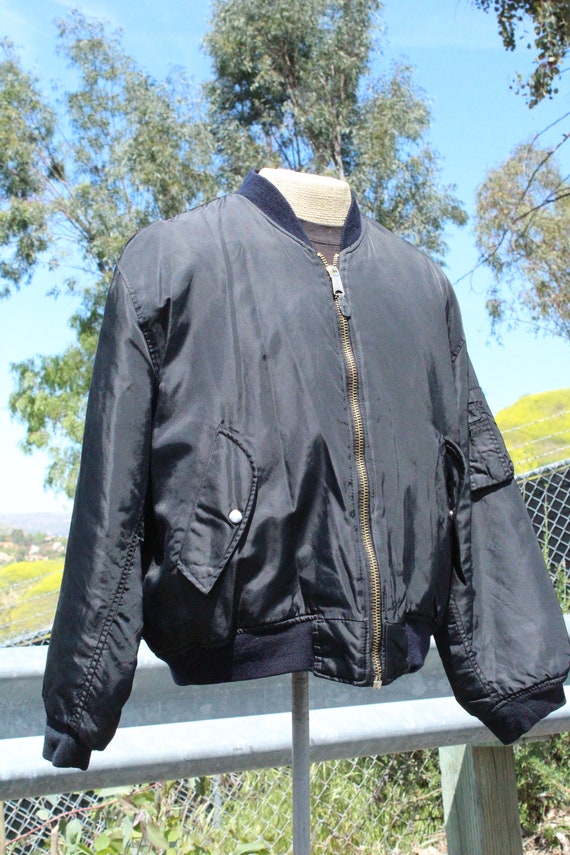 Vintage USAF Black / Orange Bomber Jacket (Vintag… - image 2