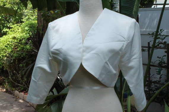 White Satin Bolero USA (Vintage / 80s / Night Sce… - image 1