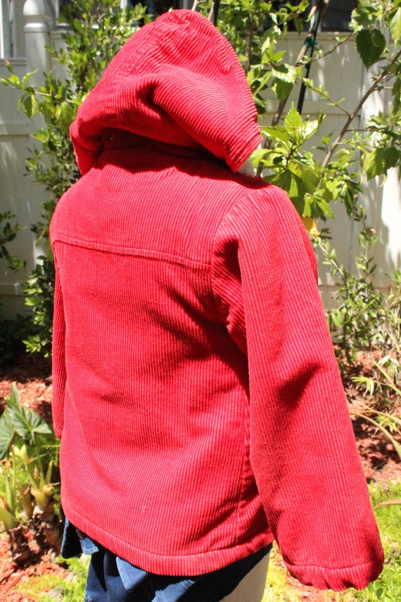 Kids Red Corduroy Shearling Toggle Parka 6 (Vinta… - image 6