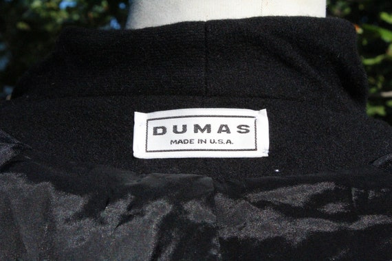 Vintage 80s Dumas Black Wool Open Trench Coat Mad… - image 8