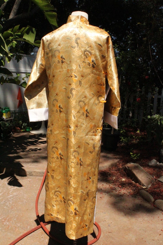 Golden Dragon Shiny Changshen Kimono Robe (Vintag… - image 6