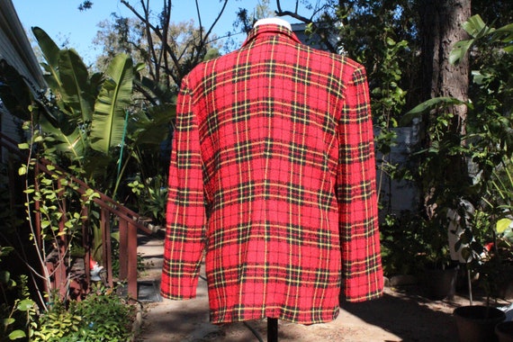 Vintage Red and Black Plaid Wool Blazer (Vintage … - image 5