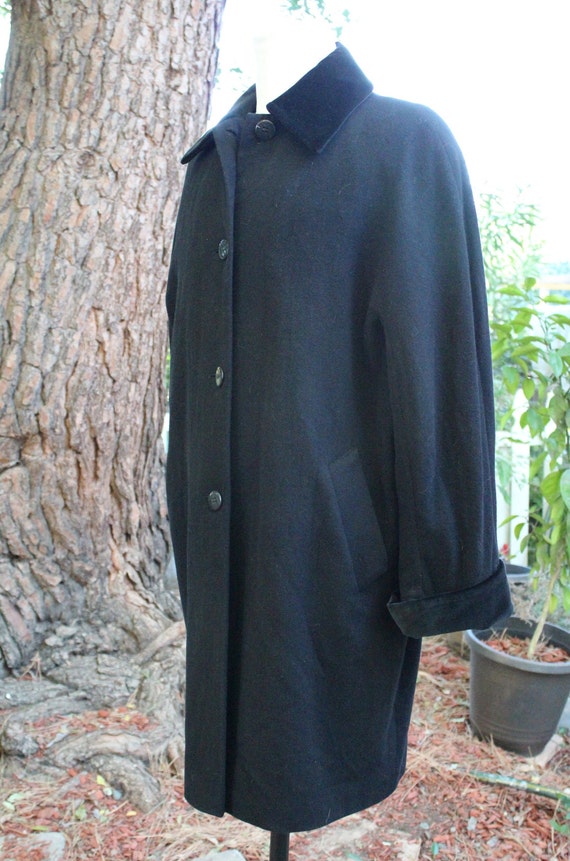 Vintage English Marks & Spencer Wool Coat w Velve… - image 4