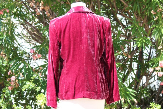 Red Burgundy Velvet Blazer Women's 6 (Vintage / 8… - image 4