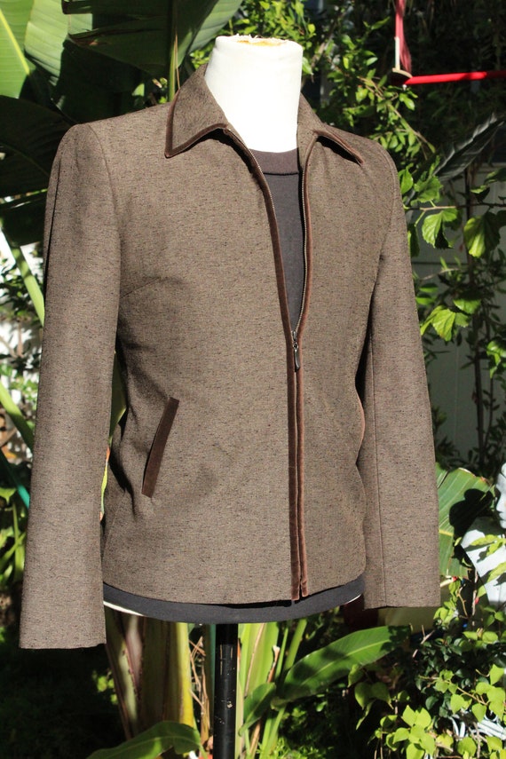 Vintage Brown Wool & Velvet Adolfo Jacket (Vintag… - image 2