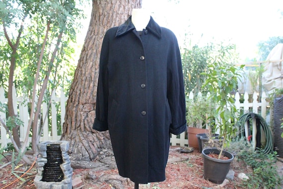 Vintage English Marks & Spencer Wool Coat w Velve… - image 1