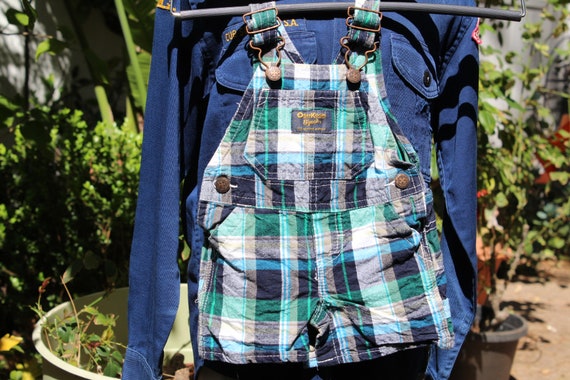 Vintage Kids Oshkosh Green Plaid Overalls 3 Months - Etsy