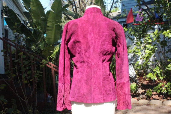 Red Burgundy Suede Leather Jacket w/ Lining (Vint… - image 5