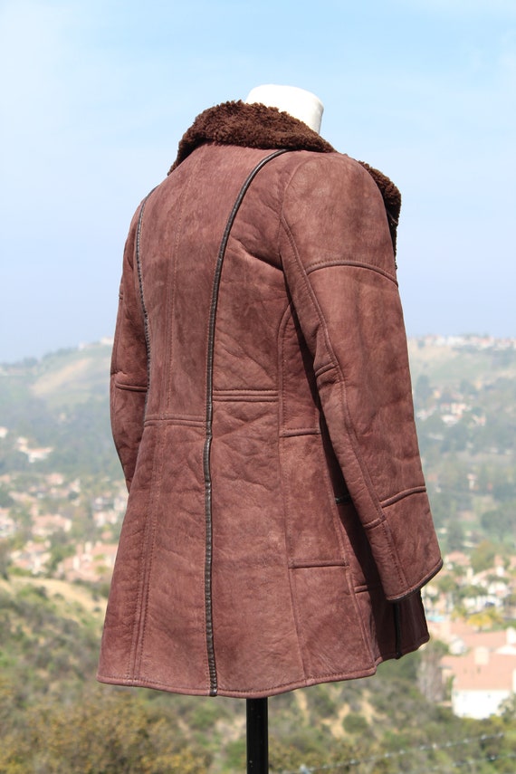 Brown NuBuck Leather Sheep Wool Jacket (Vintage /… - image 6