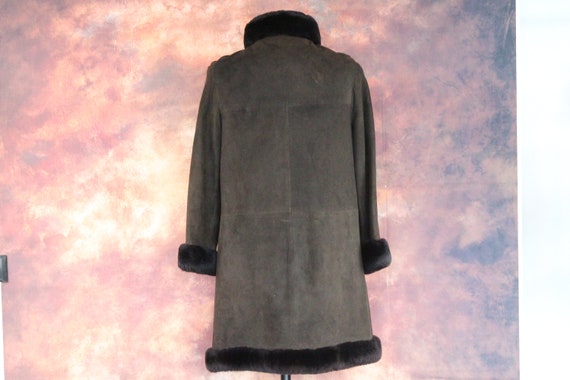 50s Vintage Brown Suede Long Leather 5 Button Fau… - image 5