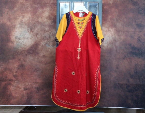 Kids Red / Yellow Indian Dress Kurta (Vintage / 8… - image 1