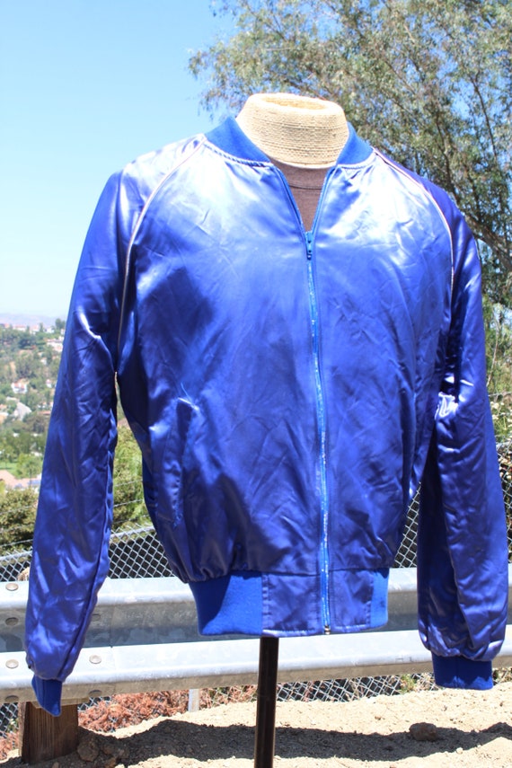 Blue ATF F-14 Blue Nylon Bomber Windbreaker Mens Medium (vintage