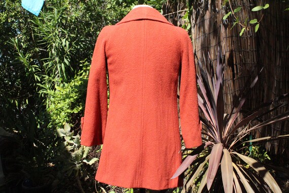 60s Pink Salmon Wool Double Breasted Trench Coat … - image 6