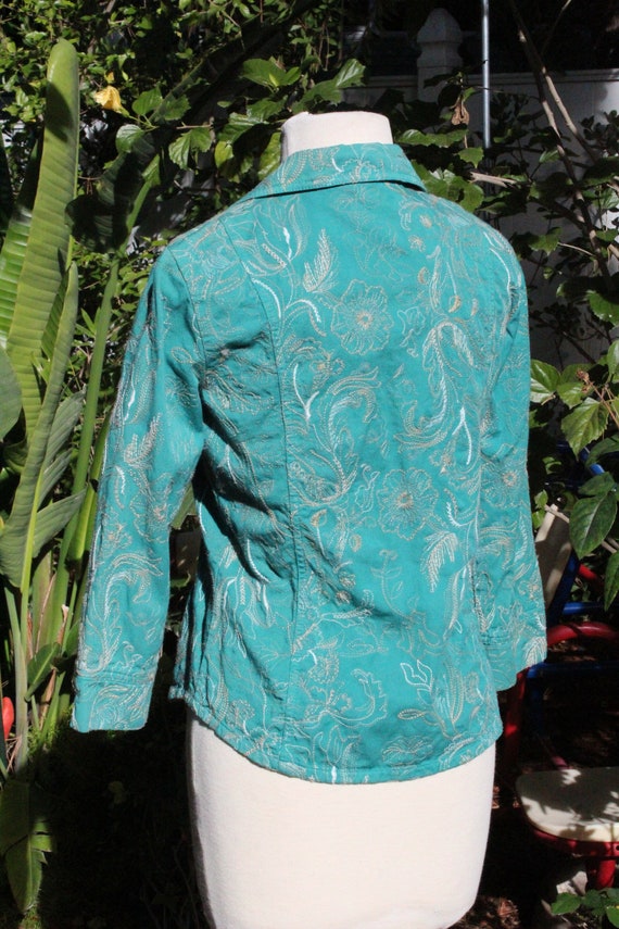 Light Blue Cotton / Linen Embroidered Jacket (Vin… - image 5