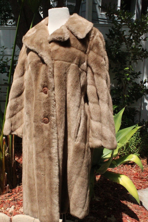 French 50s Brown Faux Fur Tissavel Swing Coat (Vi… - image 3