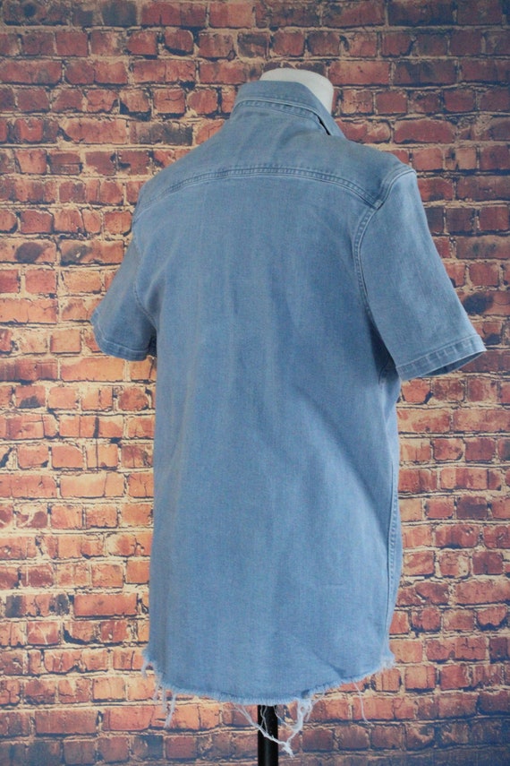 Classic Blue Denim Short Sleeve Shirt (Vintage / … - image 6