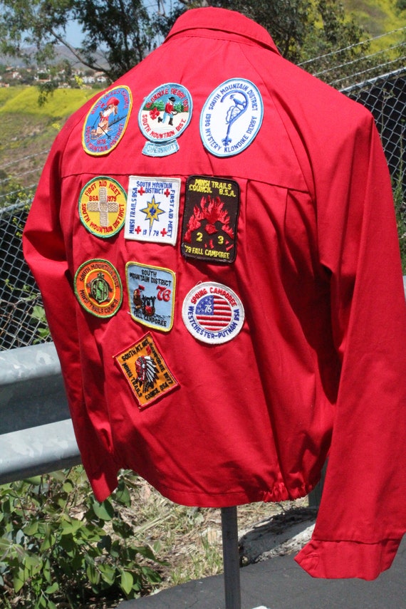 70s Red Boy Scouts Windbreaker w Original Patches… - image 6