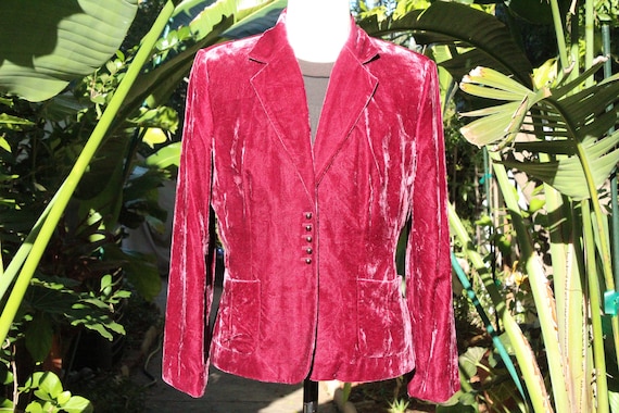 burgundy crushed velvet blazer