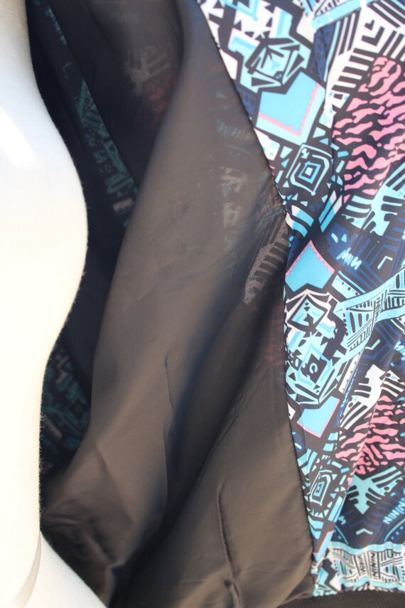 Blue Patterned Lightweight Bomber Jacket Small (V… - image 5