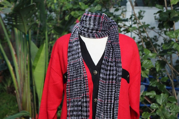 Red black white plaid clearance scarf
