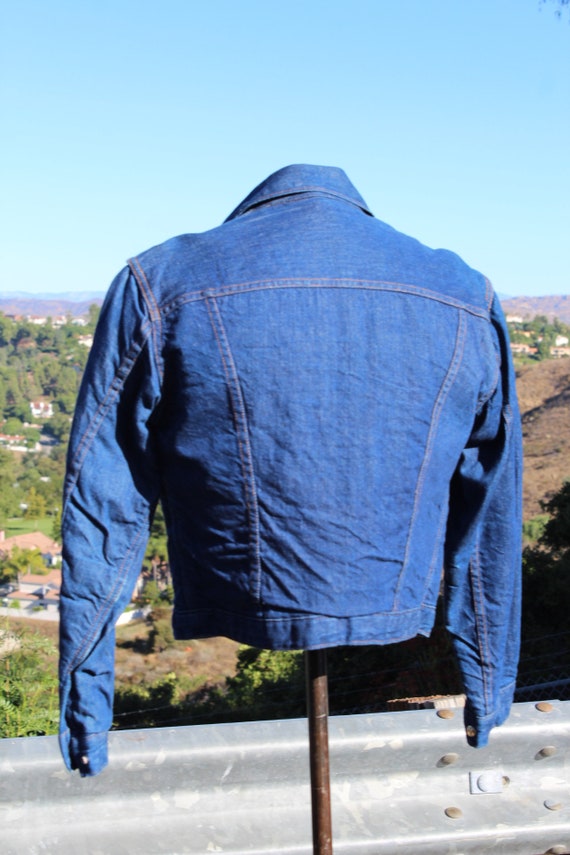 60s Blue Denim Jeans Jacket w Wool Lining 40 (Vin… - image 4