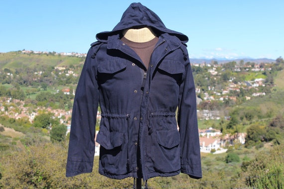 Dark Blue Heavy Cotton Parka Small vintage / 90s - Etsy