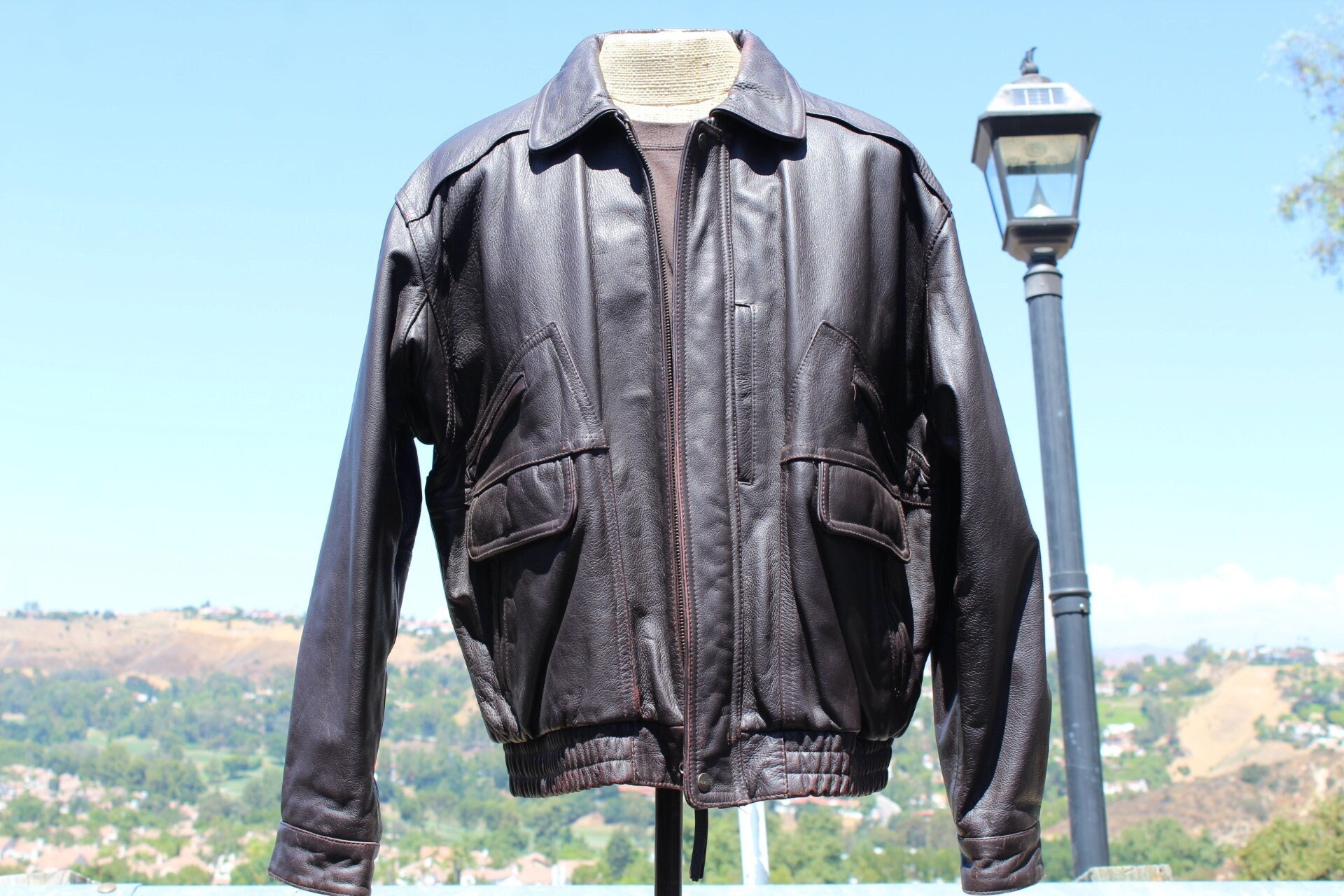 Dark Brown Leather Bomber Jacket XL (vintage / 90s / Wilsons Dark Brown Leather Bomber Jacket XL (vintage / 90s / Wilsons