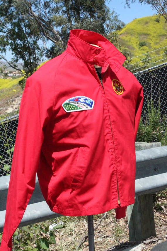 70s Red Boy Scouts Windbreaker w Original Patches… - image 2