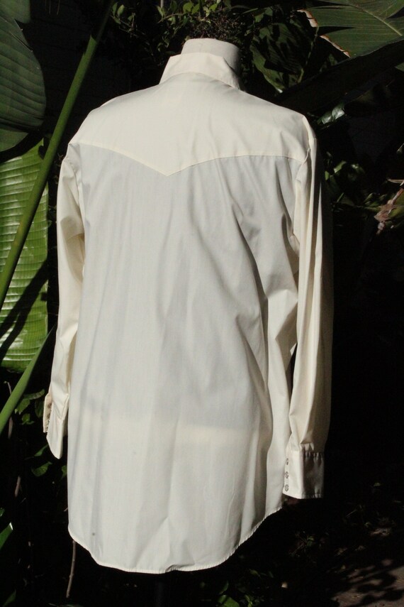 Vintage 60s Western Shirt Offwhite Eggshell Malco… - image 6