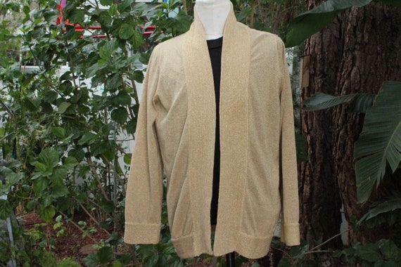 Metallic Gold Long Open Sweater (Vintage / 80s) - image 1