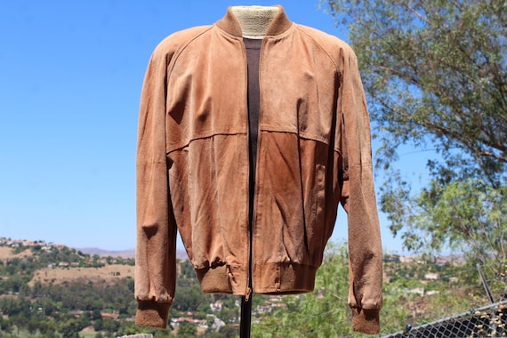 Buy Large Brown Suede Bomber Jacket vintage / 90s / Design Studio 
