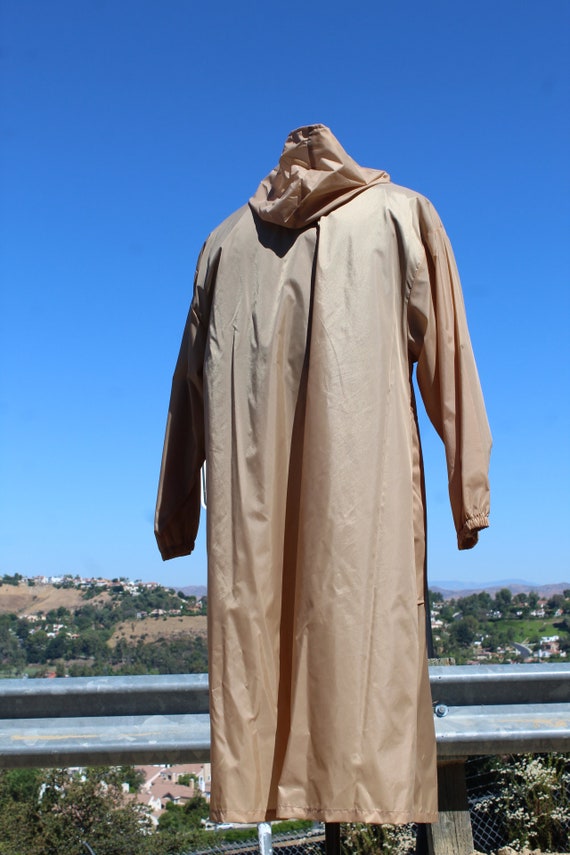 Light Brown Long Raincoat (Vintage / 80s / Aquash… - image 3