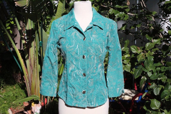 Light Blue Cotton / Linen Embroidered Jacket (Vin… - image 1