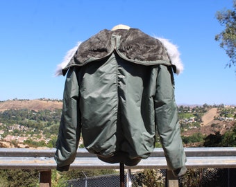 Vintage Green Military Flying Man's Heavy N-2B Bomber Parka Split