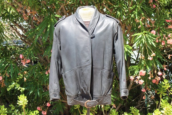 80s Black Leather Motorcycle Womens Jacket (Vinta… - image 1
